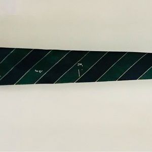 Pintail Golfer’s Tie Blue Green Stripes made in USA 100% Silk Original Owner